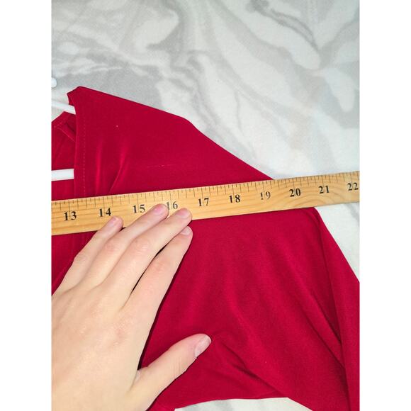 Normakamali Red 3/4 Sleeve Tie Up Holiday Dress Size L - Picture 6 of 6
